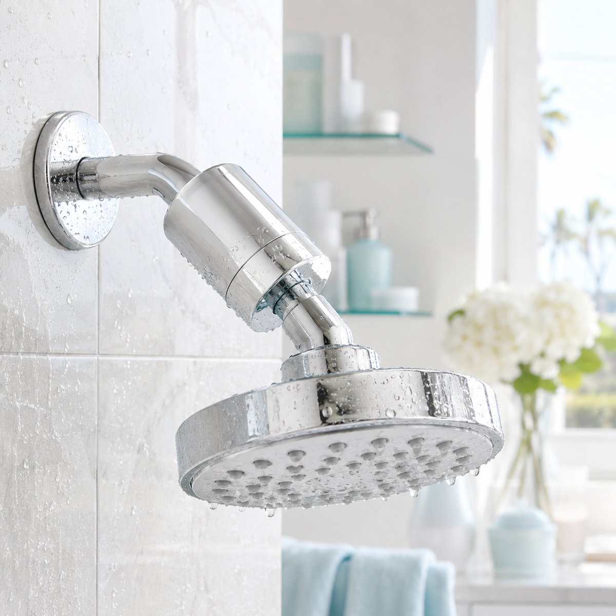 Sirène shower water filter in a bathroom